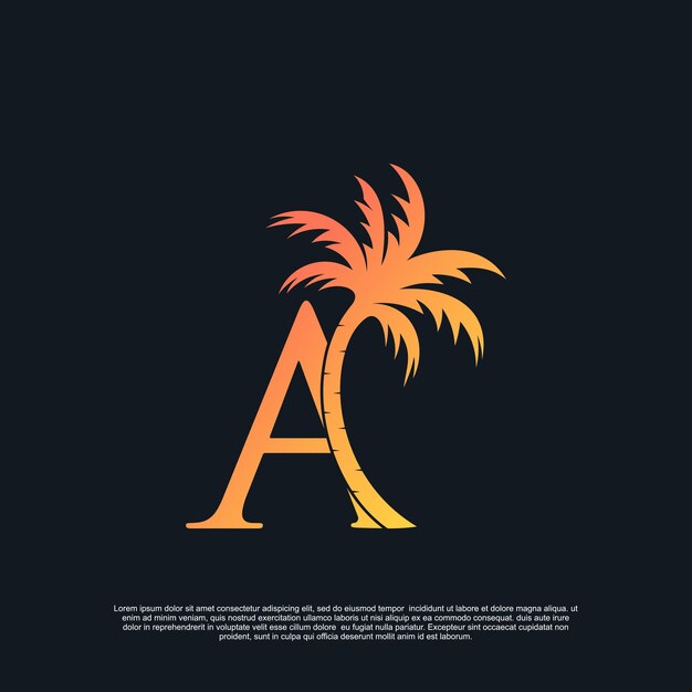 Logo design with combynation letter A palm logo Premium Vector