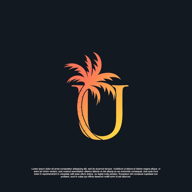 Дизайн логотипа с комбинированной буквой U palm logo Premium векторы
