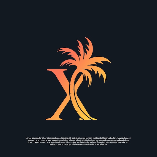 Дизайн логотипа с комбинированной буквой X palm logo Premium векторы