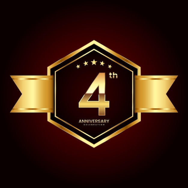 Logo design with emblem style for 4th anniversary