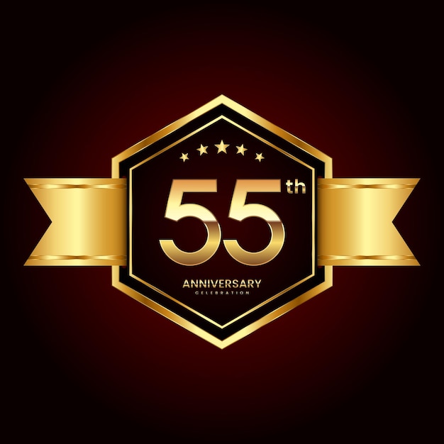 Vettore design del logo con stile emblema per il 55° anniversario