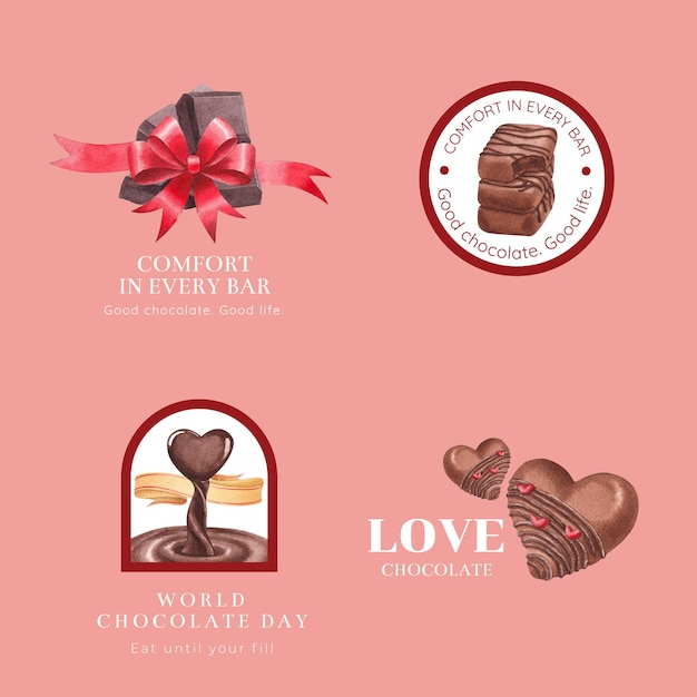 Дизайн логотипа с концепцией всемирного дня шоколада