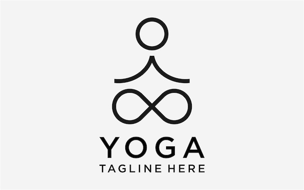 Modello di linea semplice di logo design yoga