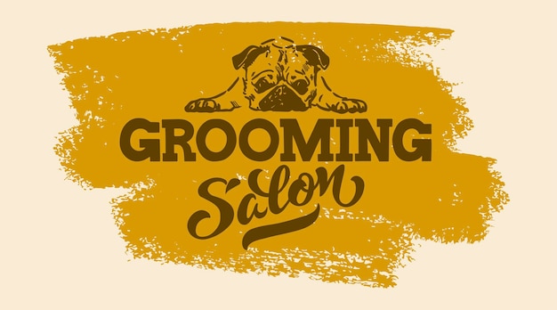 Vector logo for dog hair salon dog styling and grooming shop store for pets vector illustration isolated