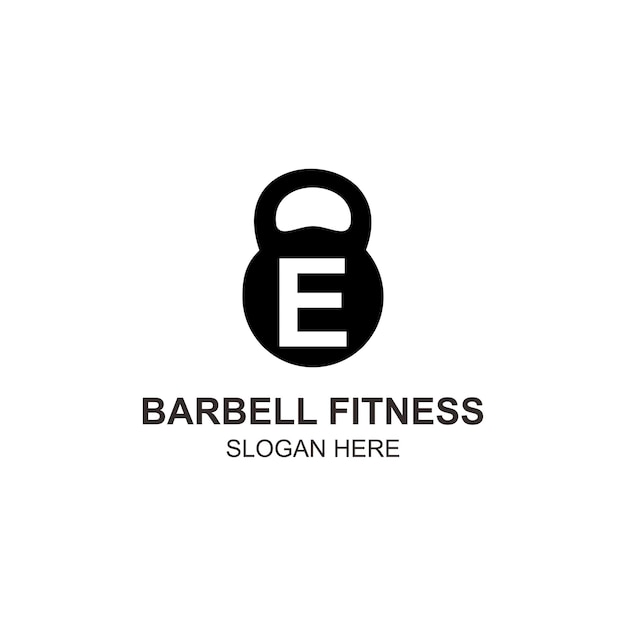 Logo e barbell fitness ontwerp