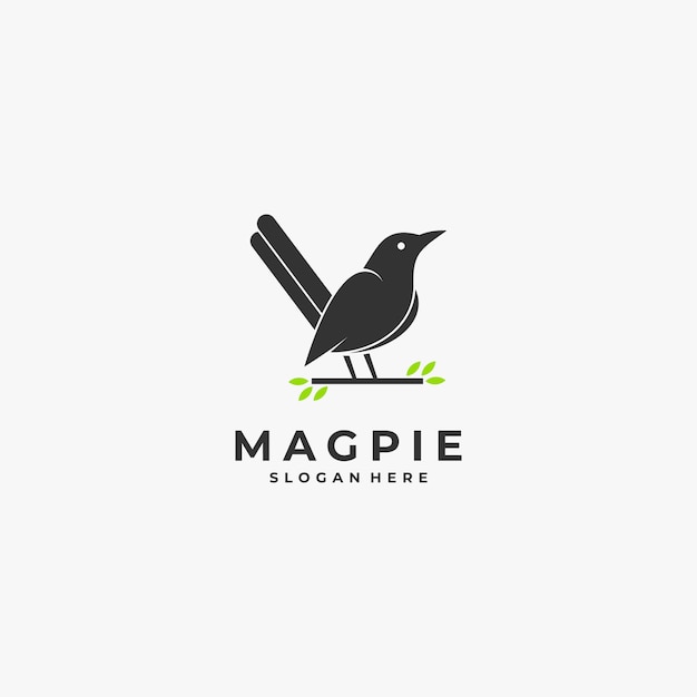 Logo ekster vogel silhouet