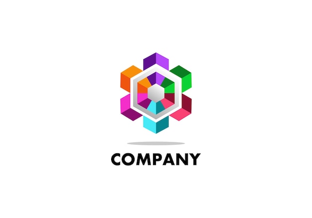 Logo Element Symbol Hexagon Full Color Vector Illustration Template Good For Any Industry