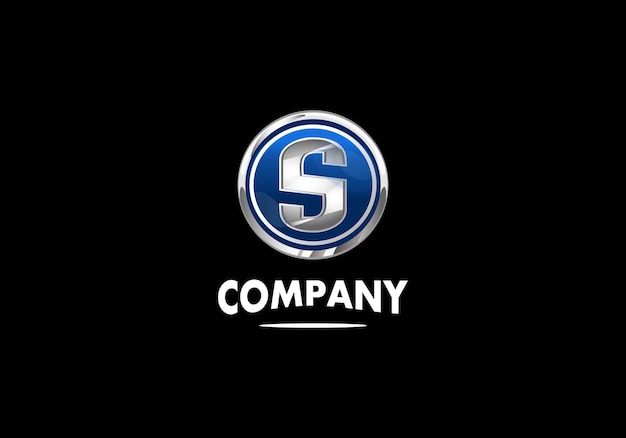 Logo Element Symbol Letter S Circle Blue Metallic Color Vector Template Good For Any Industry