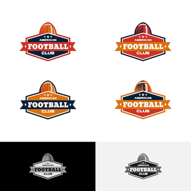 Logo Emblem American Football With Various Color with Ball Symbol