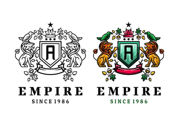 Logo Empire Lion Letter een vectorillustratiesjabloon met een eenvoudig elegant ontwerp dat goed is voor elke branche