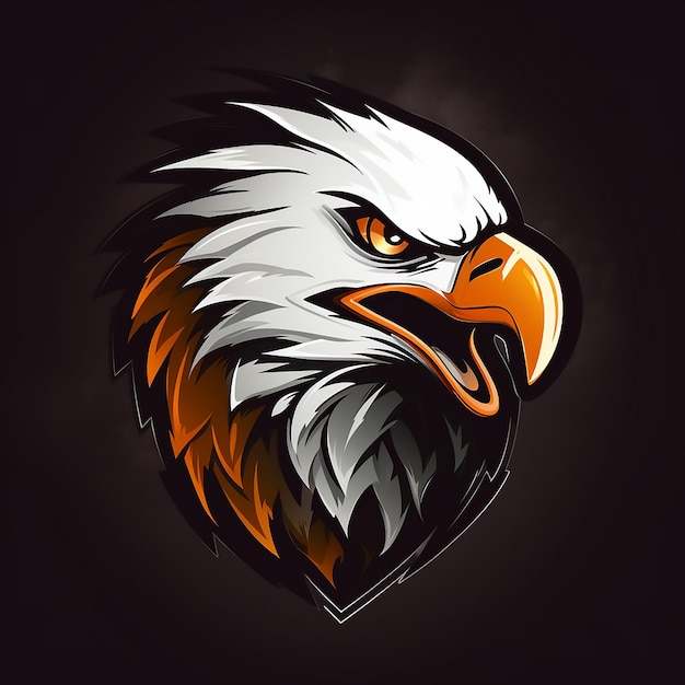 Logo for esport club in orange and white colors in a eagle shape