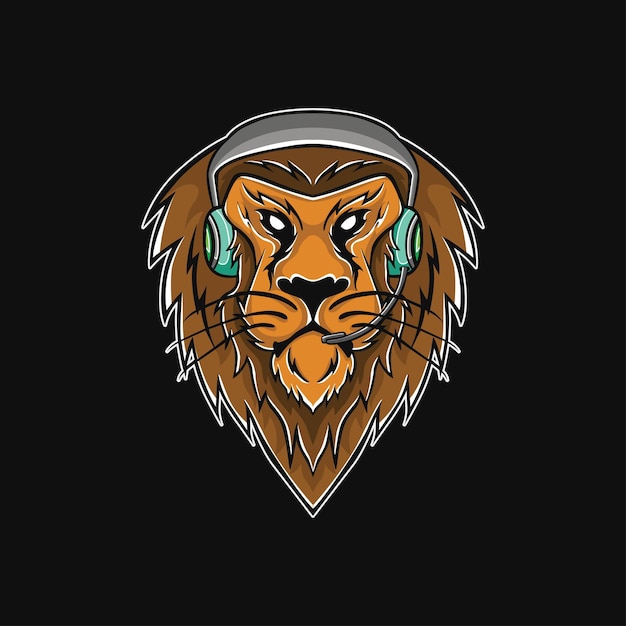 Logo Esport Hoofd van leeuw met headset