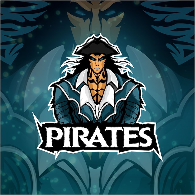 Vettore logo esports team di pirati
