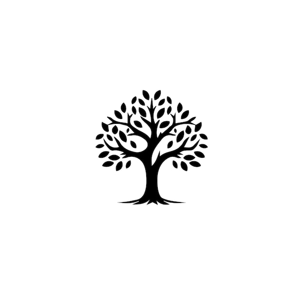 logo of an european oak tree black and white two dimensional