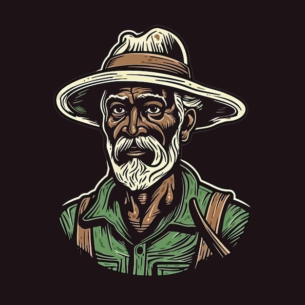 A logo of a farmer man head designed in esports illustration style