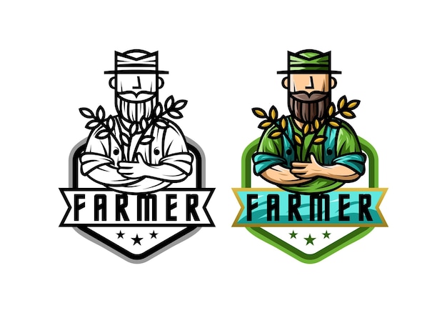 Logo Farmer Men Vector Illustration Template with Simple Elegant Design Good for Any Industry