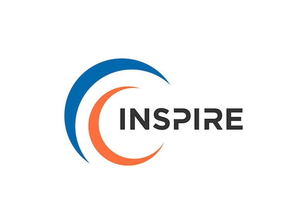 a logo featuring blue and orange curves with the word quotinspirequot in a modern font