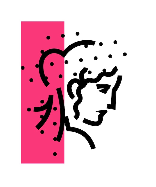 Logo of the female head Linear icon of woman  Logo for beauty salon studio spa