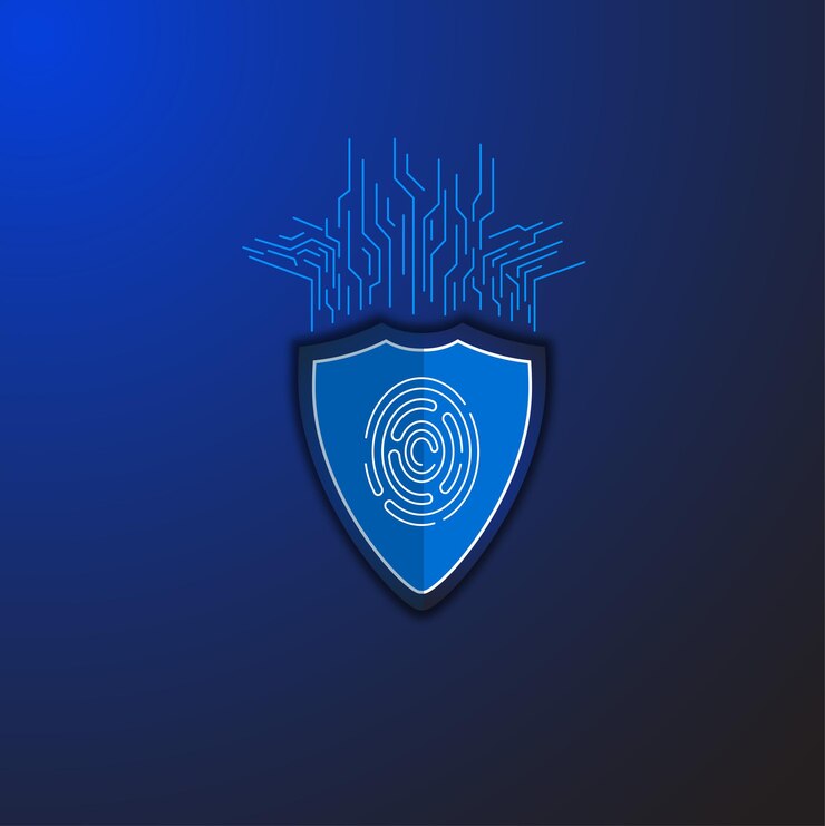 Vector logo fingerprint shield technology