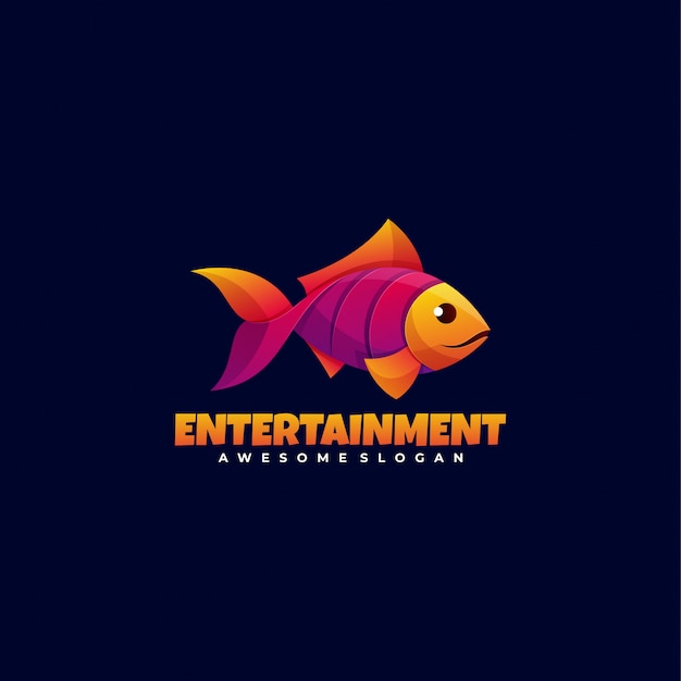 Vector logo  fish gradient colorful style.