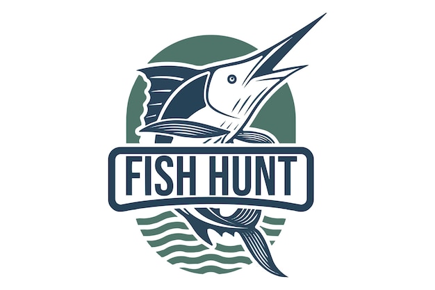 Vettore logo pesca caccia al pesce