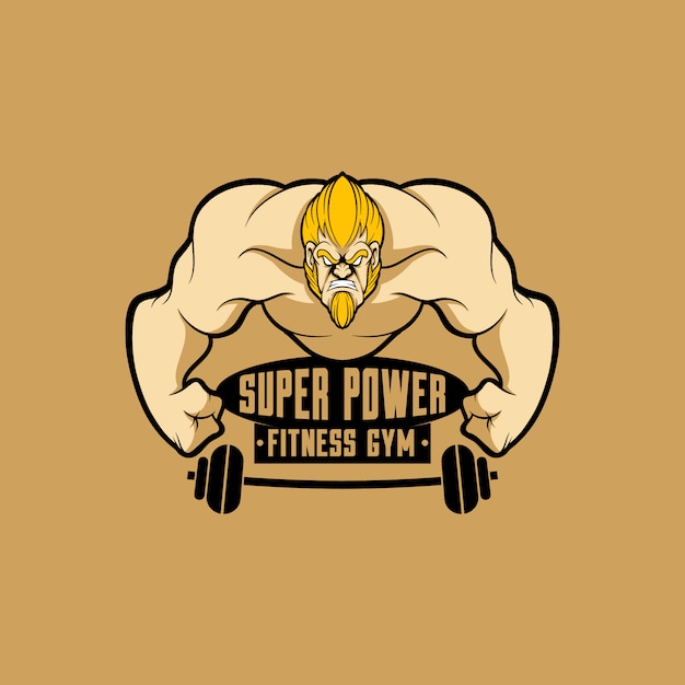 Logo mascotte palestra fitness logo con stile cartoon