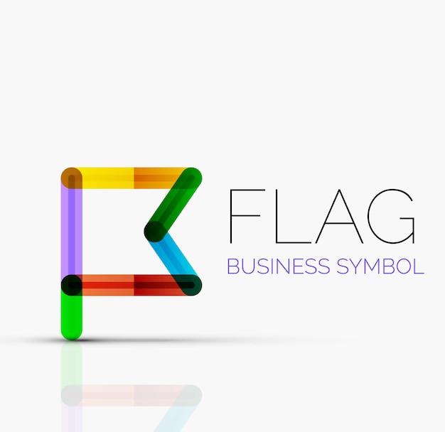 Vector logo flag abstract linear geometric business icon