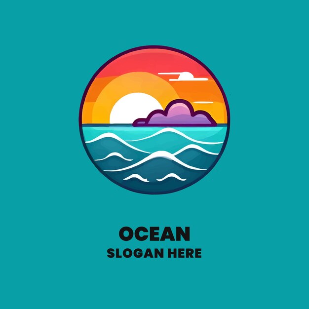 フラット・ロゴ 夕暮れの海のロゴ