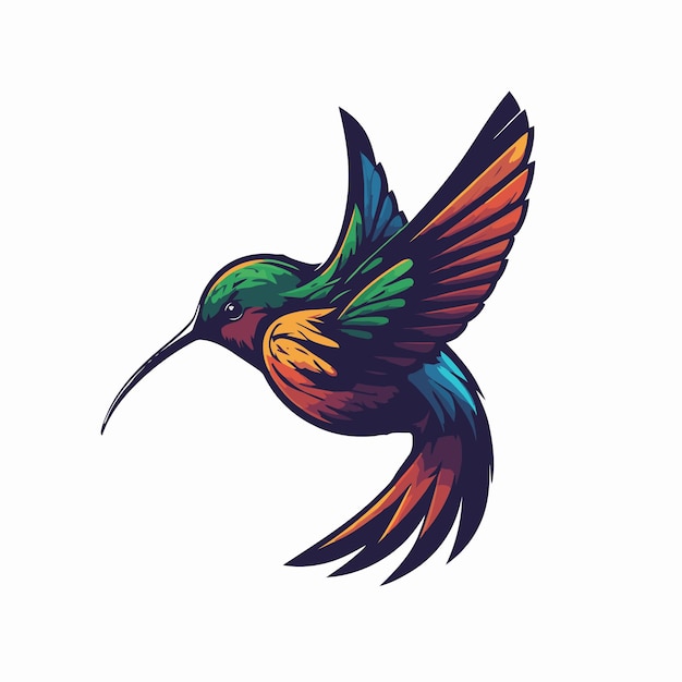 Vettore logo di flaying colibrì uccello colorato stile vettoriale icona colibri