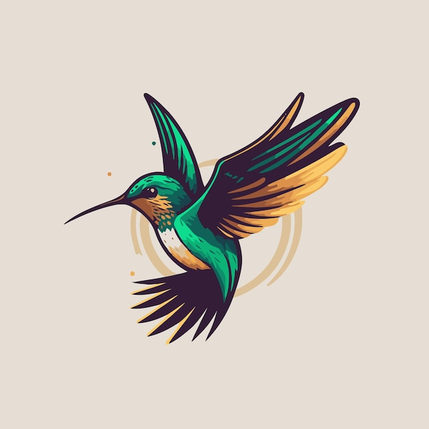 Logo of Flaying hummingbird Bird Colorful vector Style colibri icon