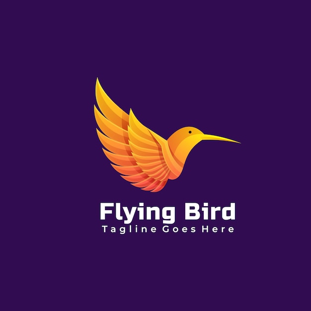 Logo flying bird gradient kleurrijke stijl.