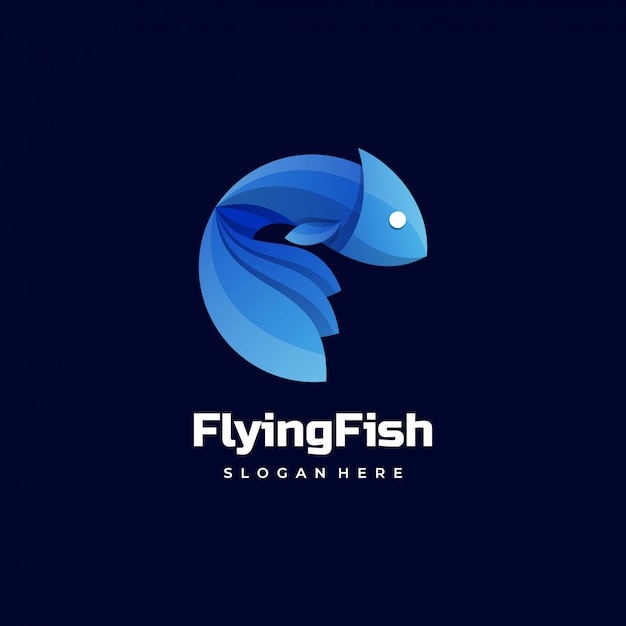  Logo  Flying Fish Gradient Colorful Style.