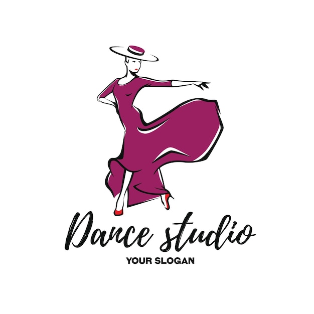 Вектор Логотип танцевальной студии в виде танцующей женщины