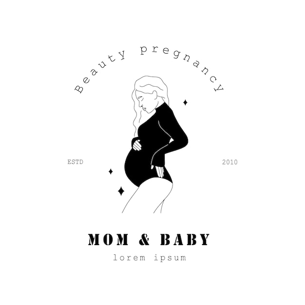Логотип для родильного дома логотип с беременной женщиной в линейном стиле