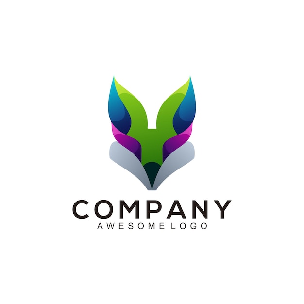 Logo fox gradient colorful style template