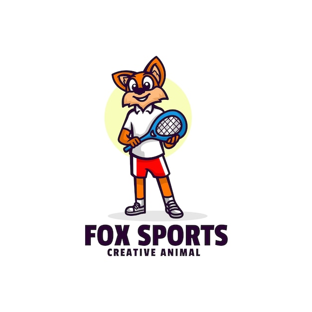 Логотип Фокс Спорт Талисман Мультяшном Стиле