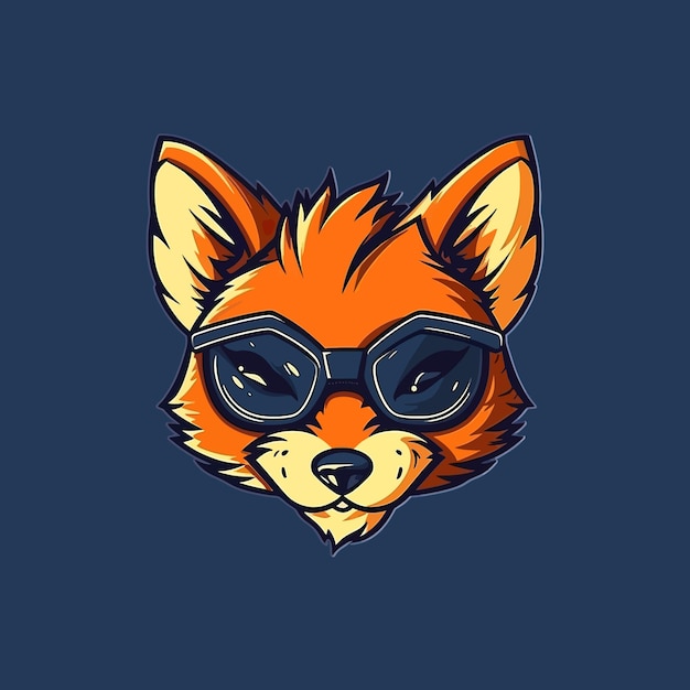 A logo of a fox with glasses designed in esports illustration style