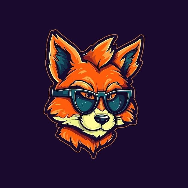 A logo of a fox with glasses designed in esports illustration style