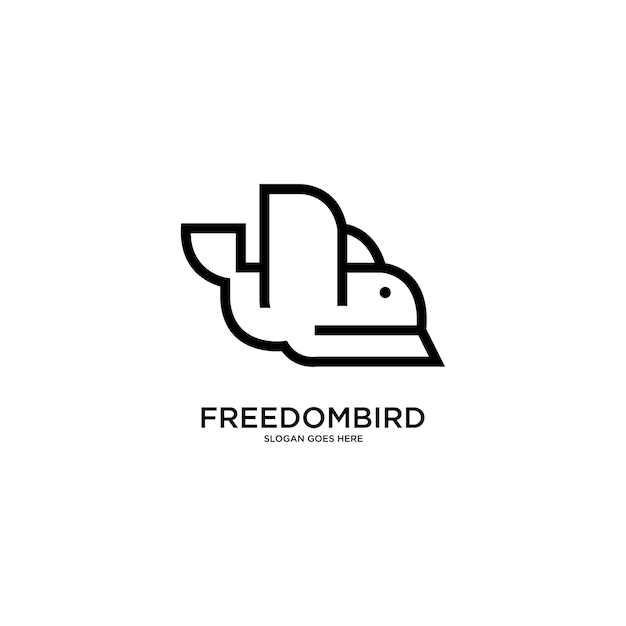 Логотип freedombird слоган здесь дизайн искусство шаблон