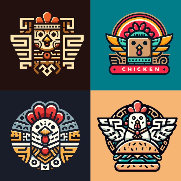 Vector logo fried chicken patron azteca