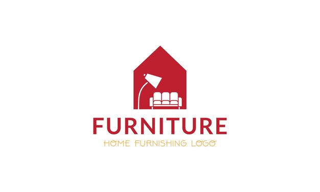 Vector a logo for furniture store with a red house on the top