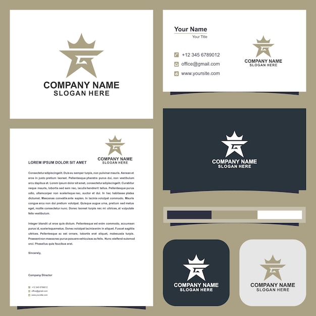 logo g crown and business card