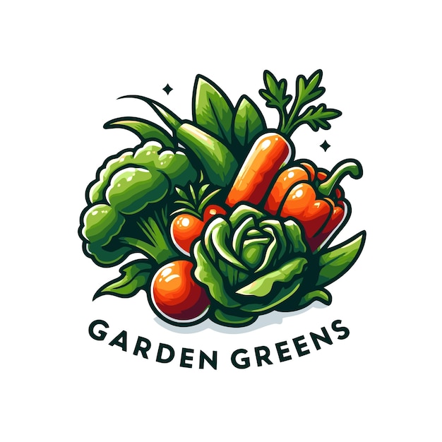a logo for garden green vegetables that says  garden green