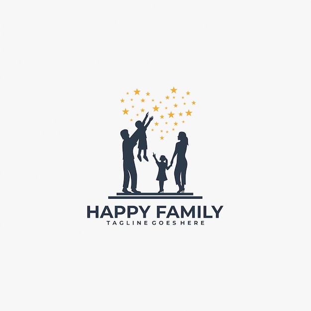 Logo gelukkige familie silhouet