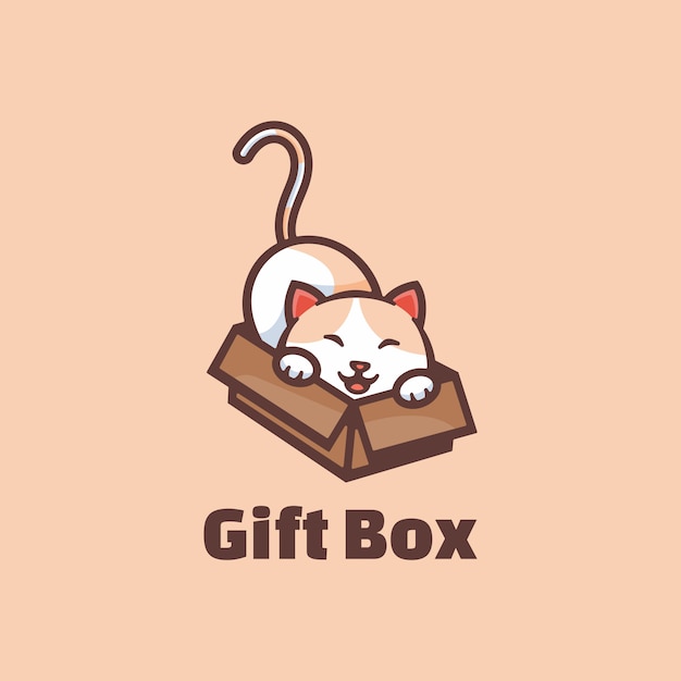 Logo  gift box simple mascot style.