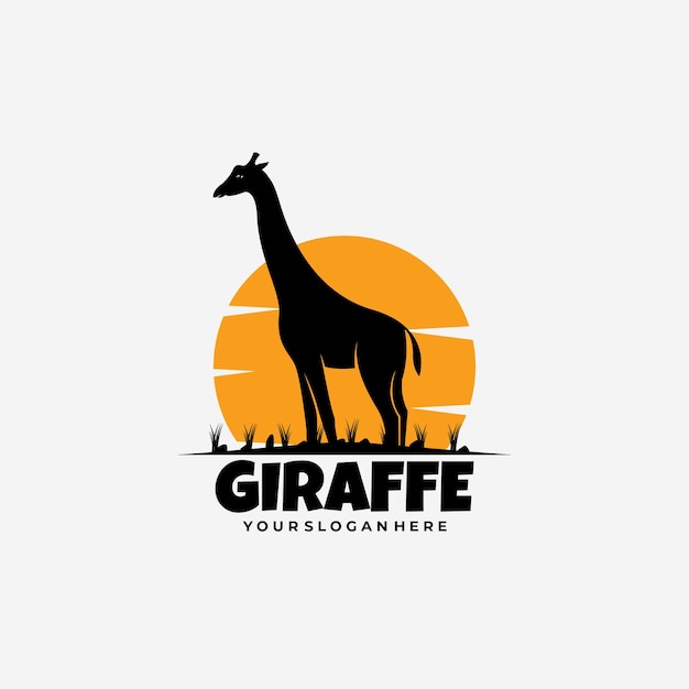 Logo giraffe sunset silhouette style