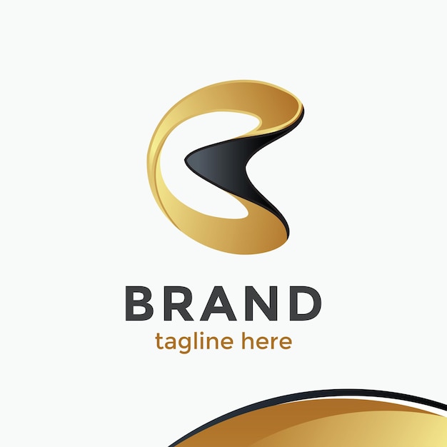 Логотип золотая элегантная буква b для корпоративного бизнеса
