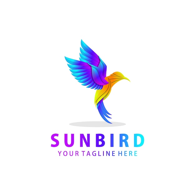 ベクトル logo gradation animal modern sunbird