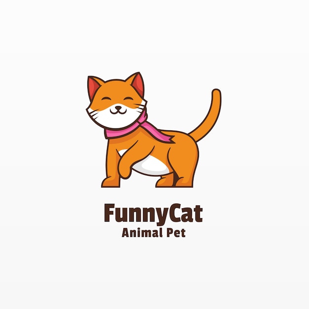 Logo grappige kat eenvoudige mascotte stijl.