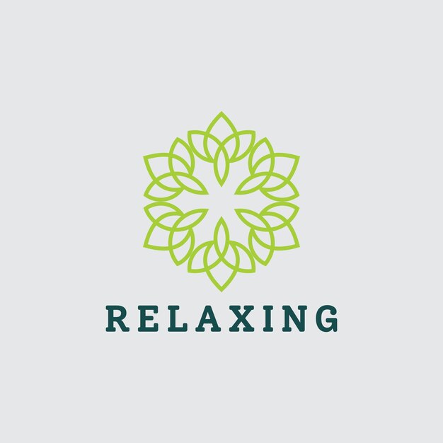 Logo green leaves round nature spa monogram minimalist template vector for business company